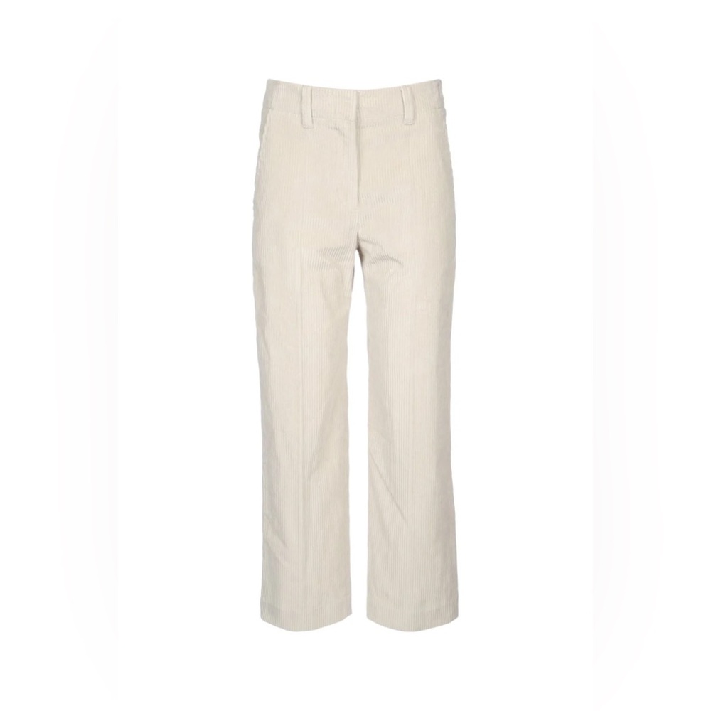 Brunello Cucinelli Corduroy Straight Leg Trousers Cream C2430 Size 10